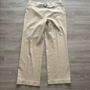 Laura Linen Blend Wide Leg Belted Dress Pants in Light Beige